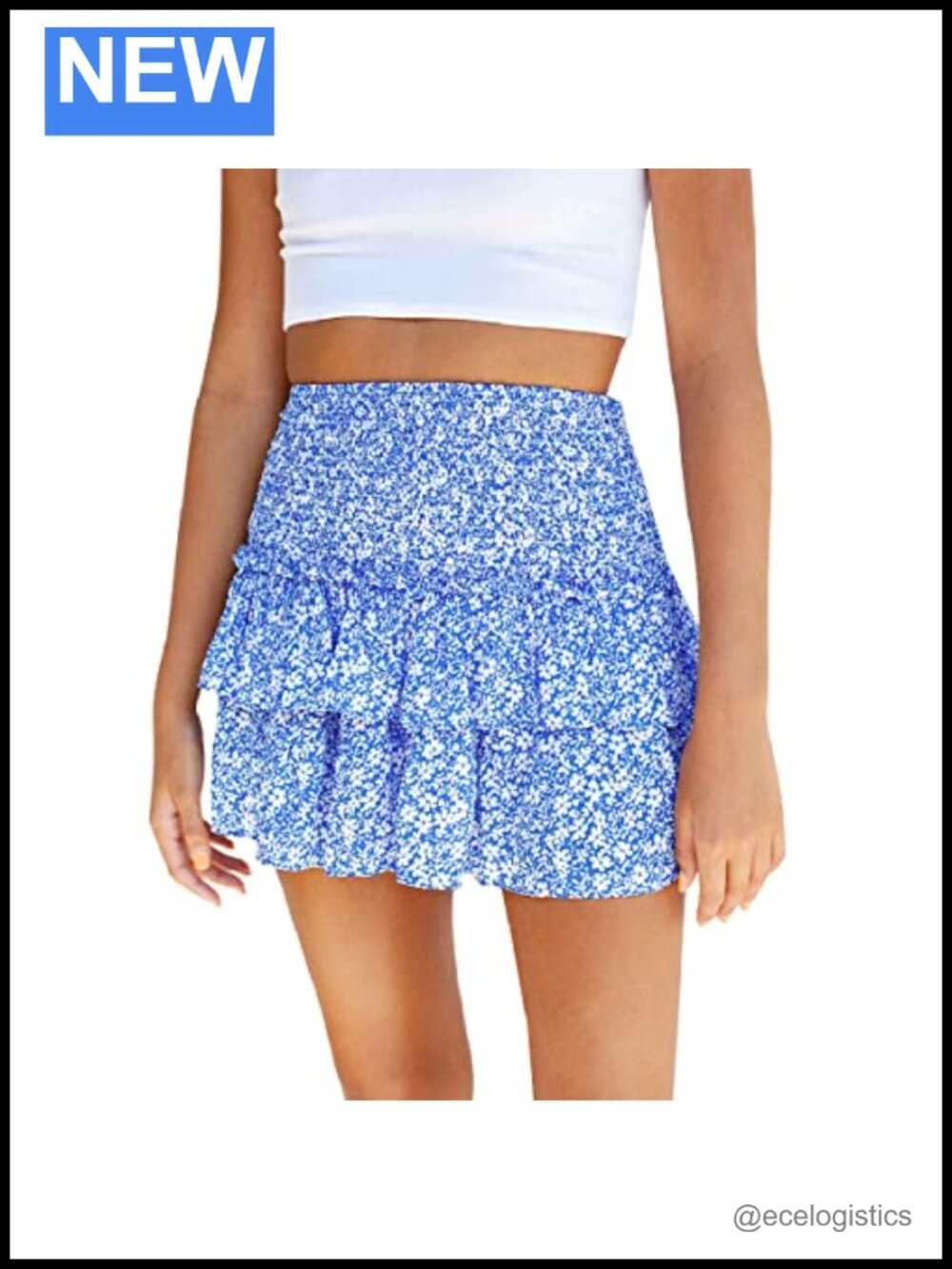 High Waisted Pleated Ruffle Mini Skirt Floral Boho Layered